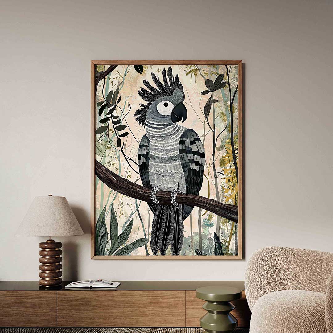 Papegaai op tak – dieren poster in staand formaat