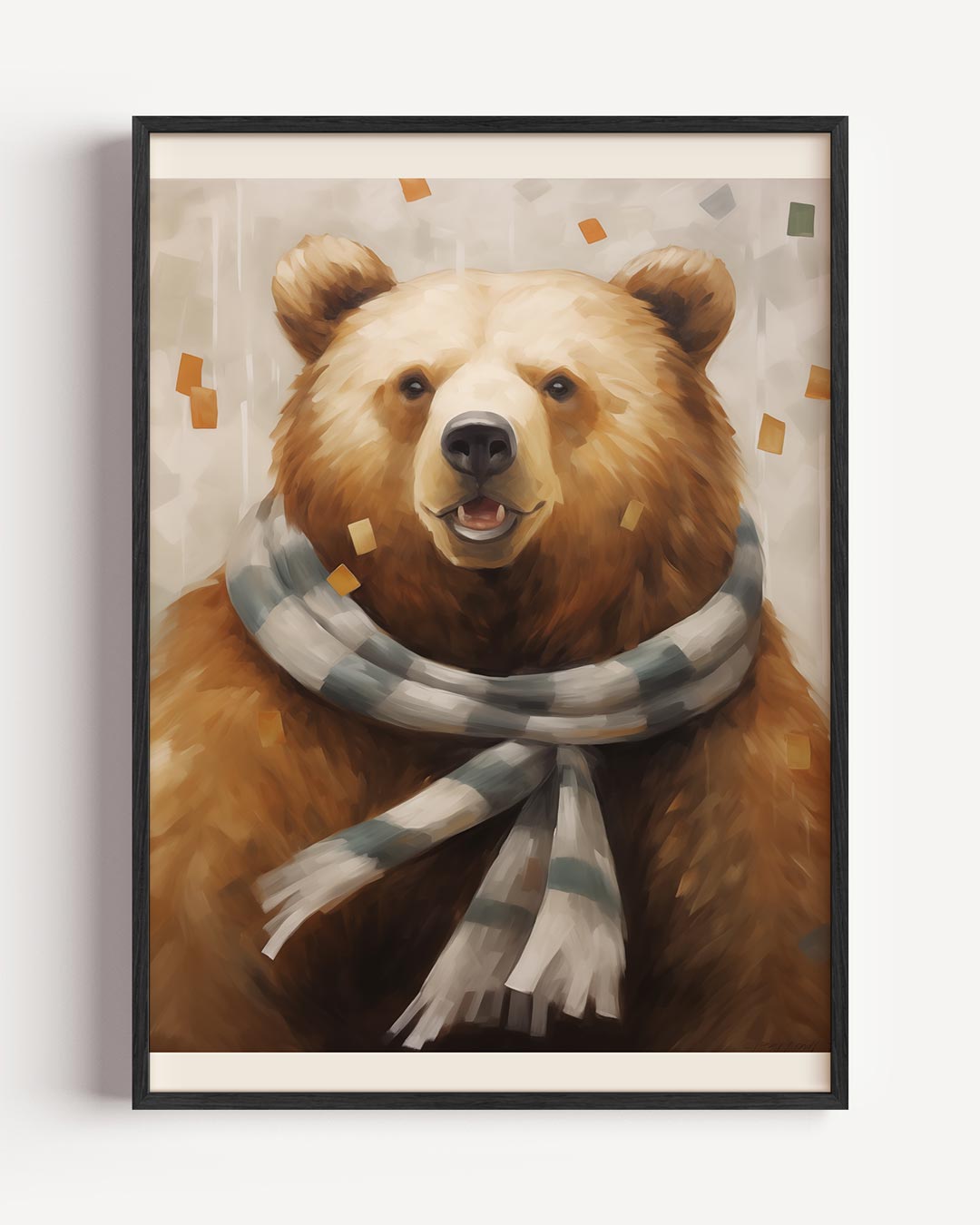 Knuffelbeer met Sjaal – kerst portret poster als wanddecoratie