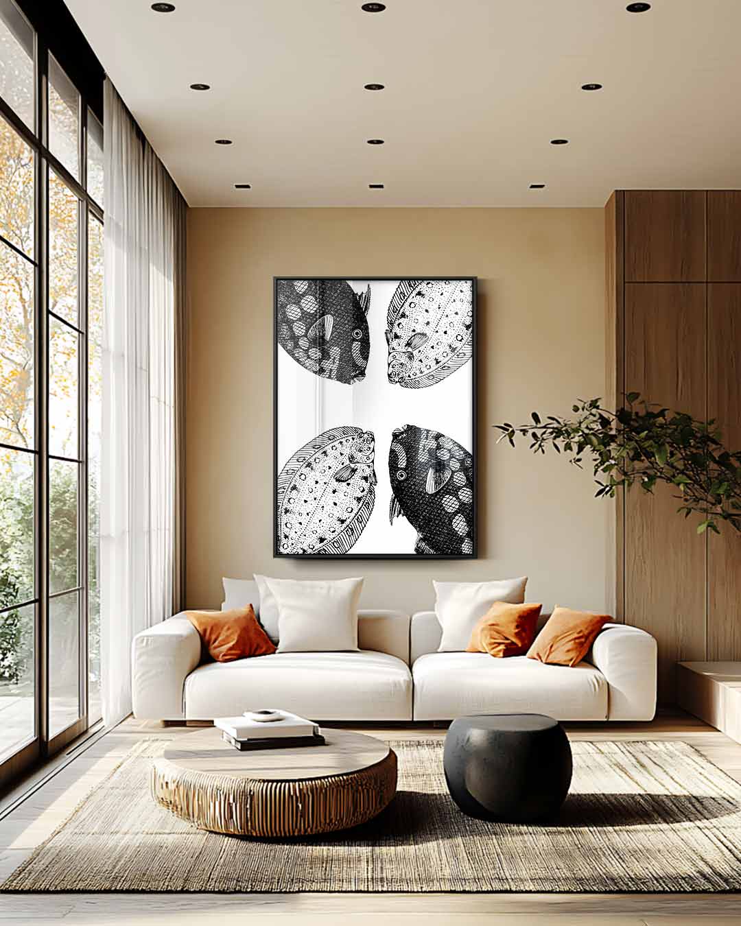 Zeesymfonie Vissenkunst – staand kunstwerk voor modern interieur
