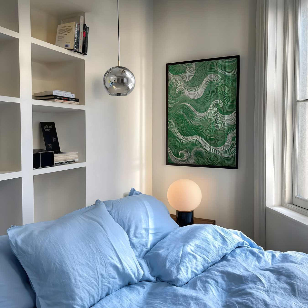 Golvende Groene Patronen – abstracte poster als moderne staande wanddecoratie