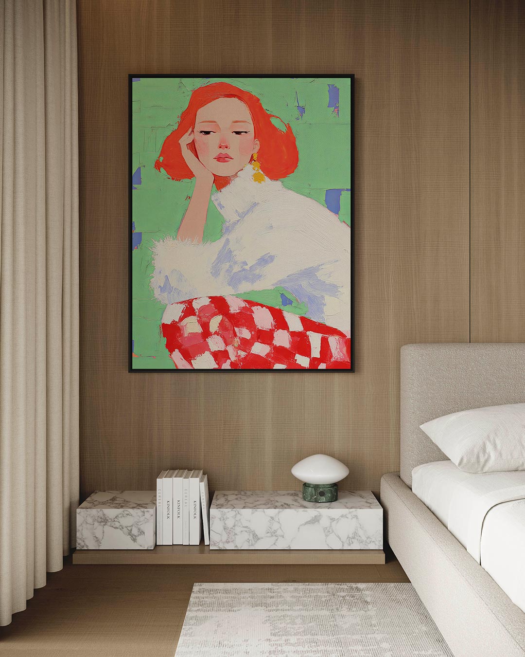 Vrouwelijk portret – Wanddecoratie kunstwerk – kunstwerk op canvas, dibond of plexiglas