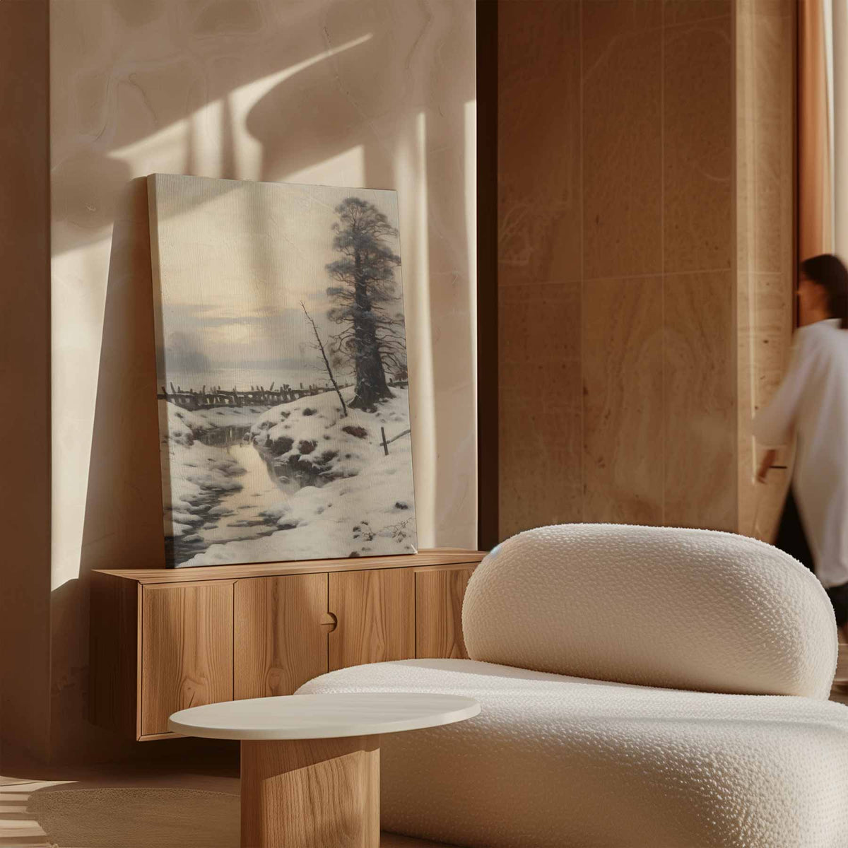 Winterse Rust in het Landschap – staande wandkunst voor woonkamer of interieur