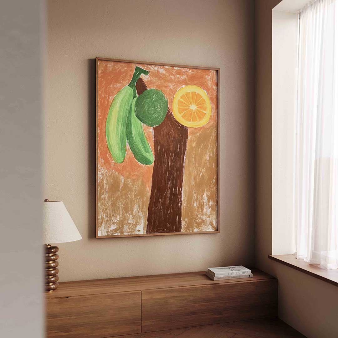 Fruit en boomstam – tropische wandkunst als portret poster