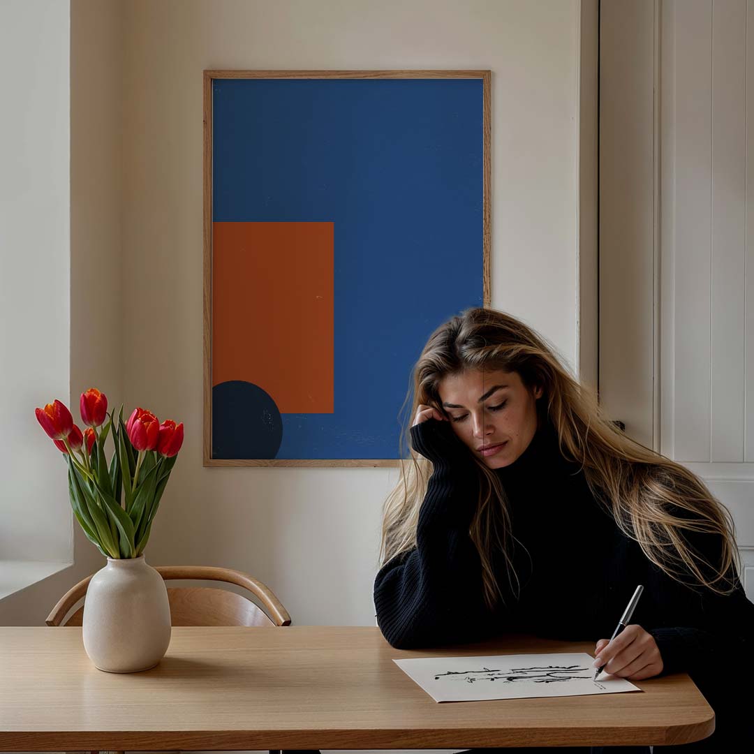 Moderne Geometrische Abstracte – staande muurposter met kleurrijke abstracte vormen