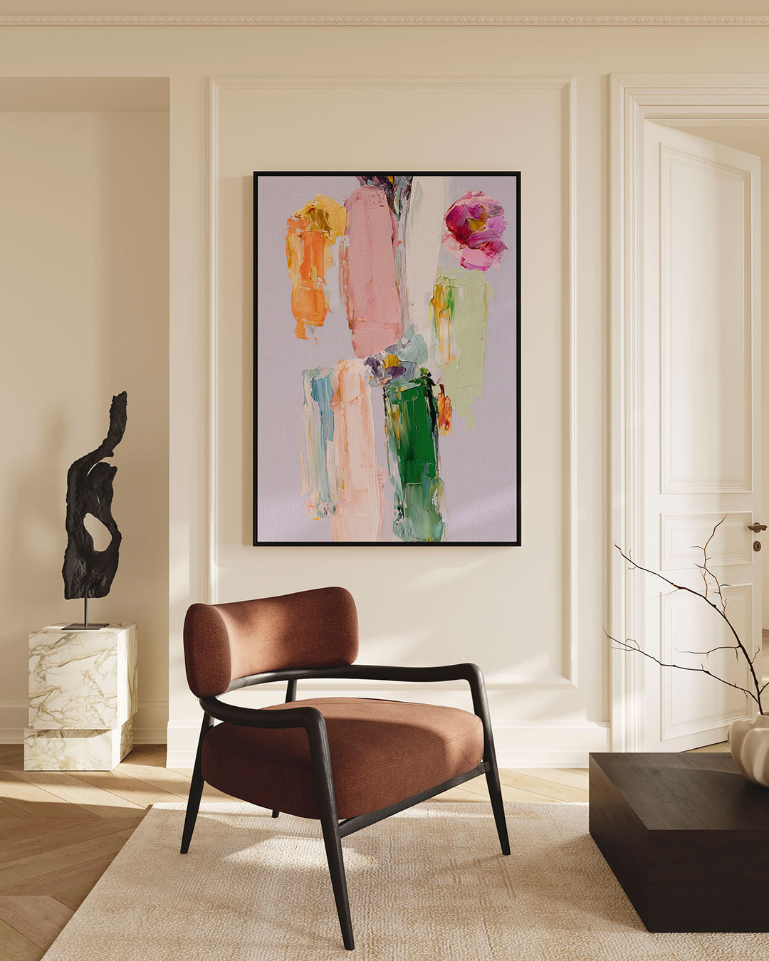 Kleurrijke compositie – staande wanddecoratie