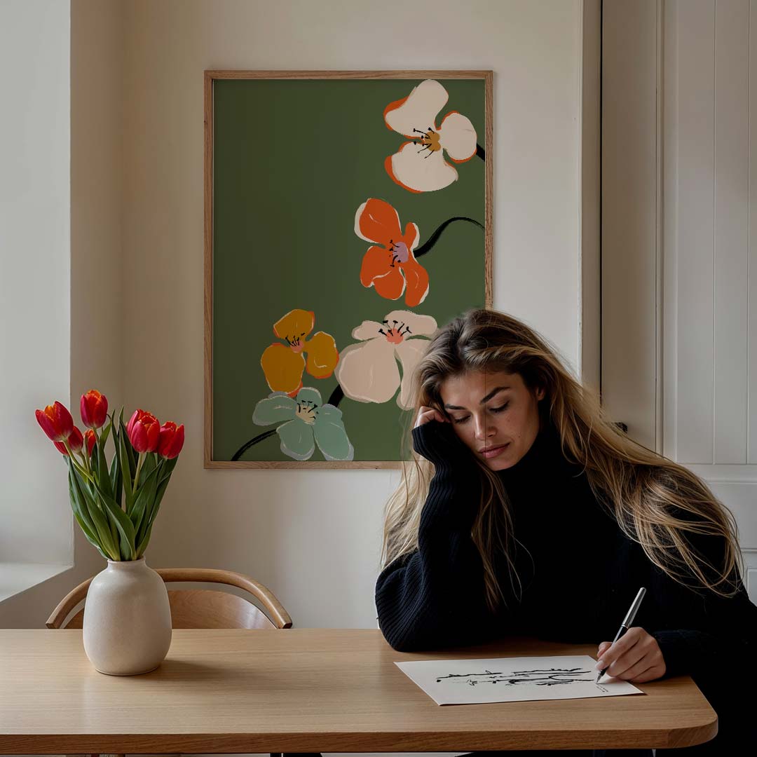 Bloemige Droom – bloemen poster in staand formaat