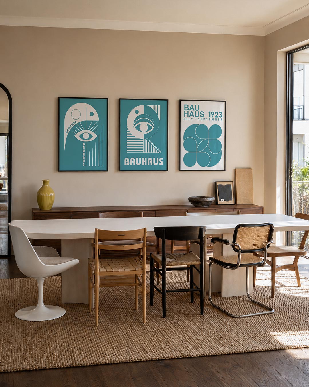 Vorm en lijnen driedelige posterset – deze posterset in drie delen toont een speelse combinatie van cirkels, lijnen en een