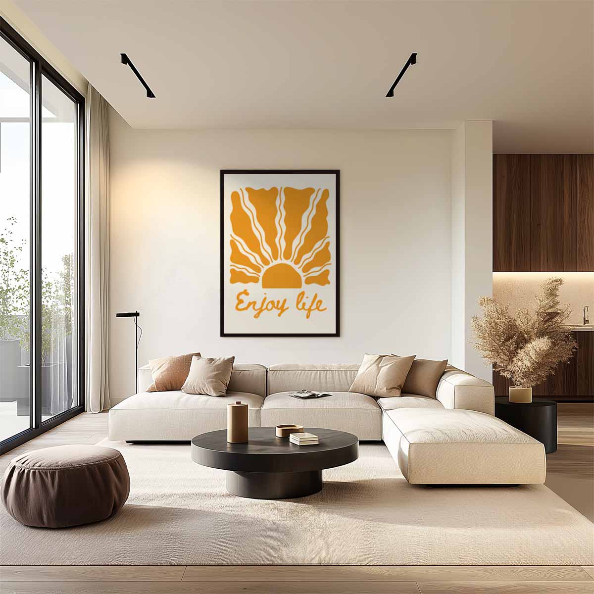 Stralende Zon 'Enjoy Life' Kunstwerk – plexiglas wanddecoratie in portret formaat