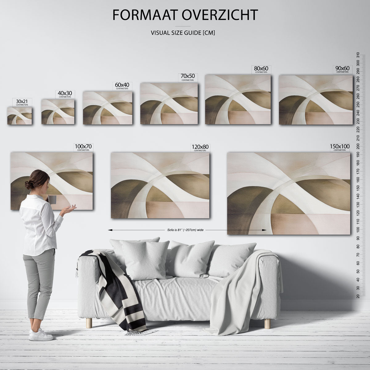 Abstracte vormen – liggende muurposter met abstracte vormen