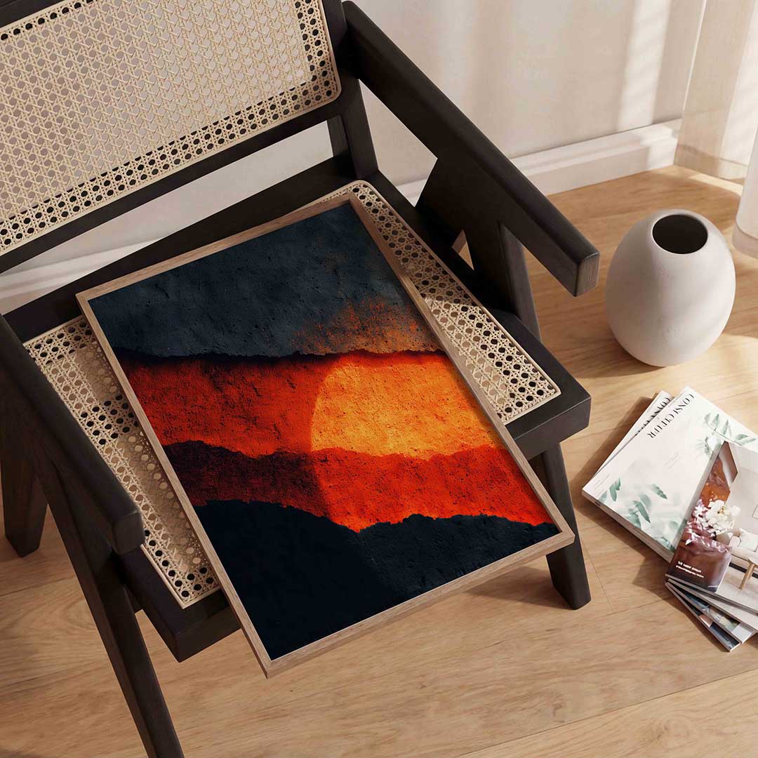 Abstracte zonsondergang – abstracte wandkunst als portret poster