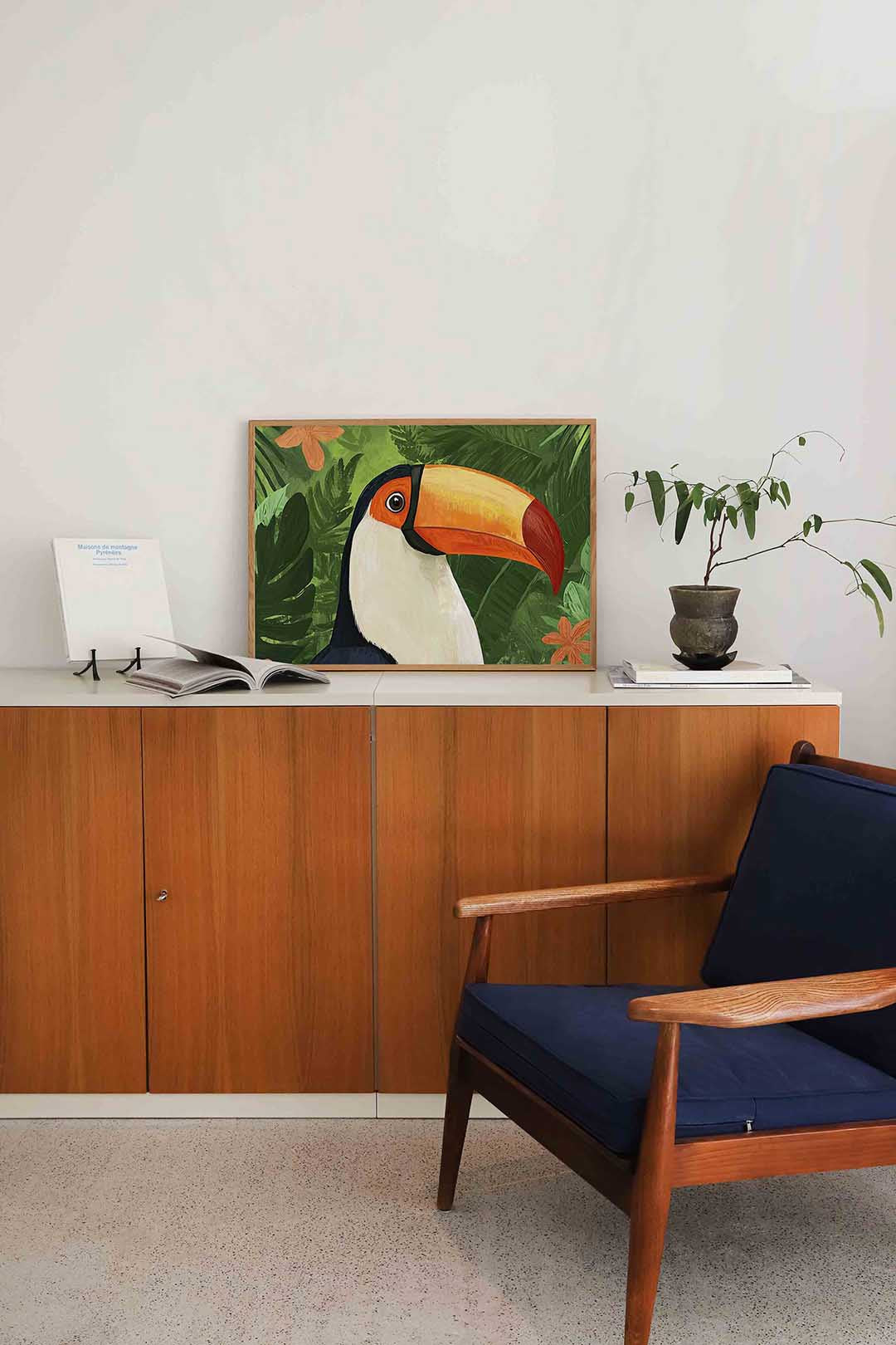 Tropische toekan – liggende dieren wanddecoratie van WallArtistic
