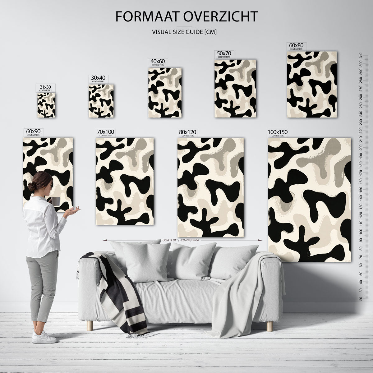 Organische vormen – staande muurposter met abstracte vormen