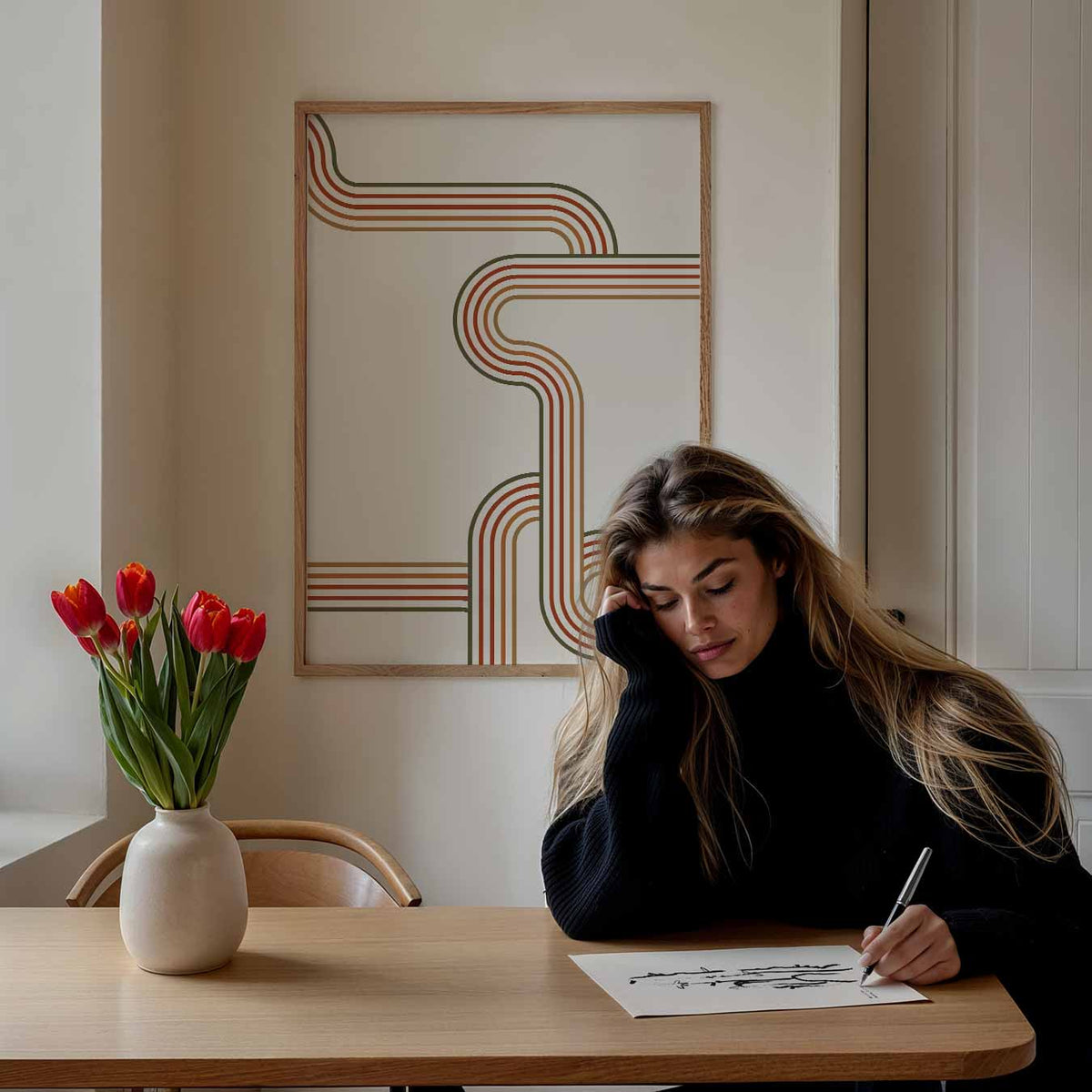 Retro Stripes – staande dieren wanddecoratie van WallArtistic