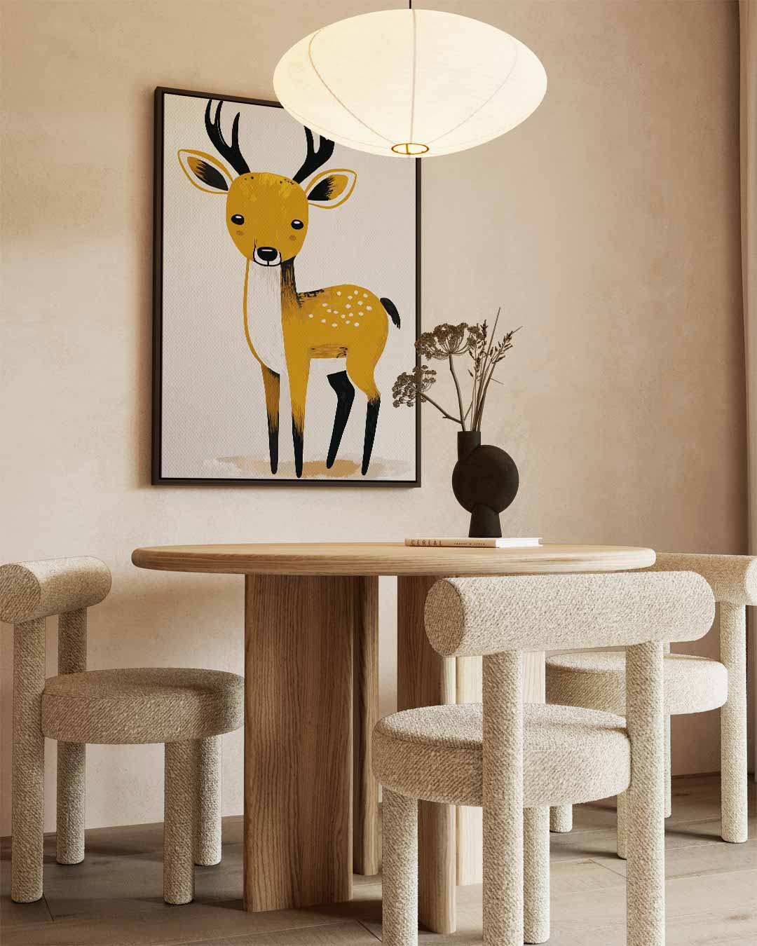 Lief Hert Illustratie – staand kunstwerk voor modern interieur