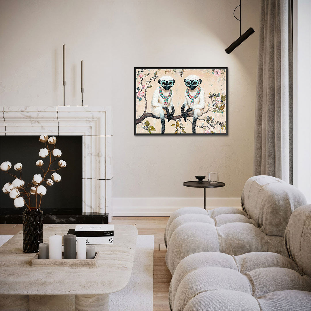 Speelse dierenportretten – liggende wanddecoratie
