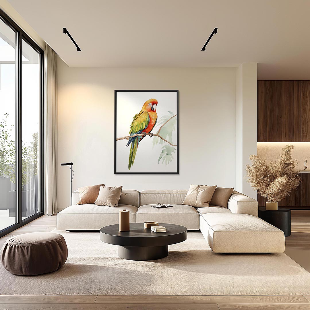 Vrolijke papegaai – staand wanddecoratie kunstwerk