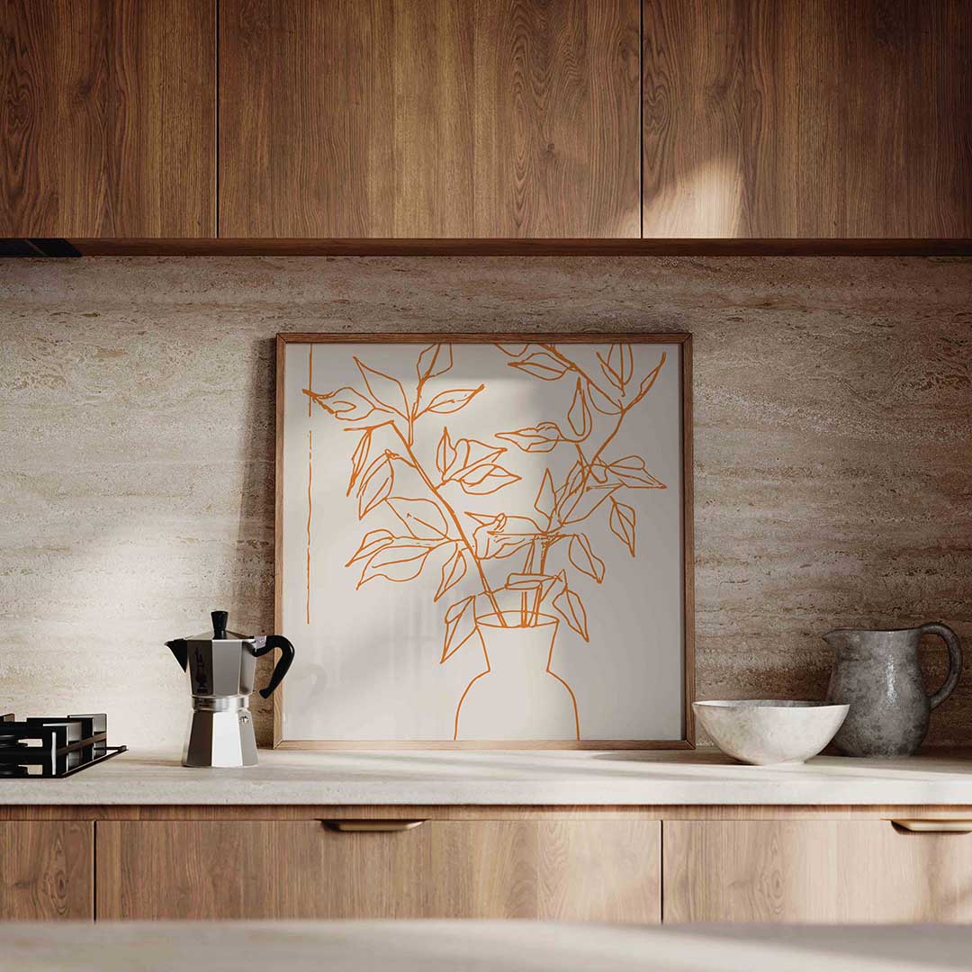 Takken in vaas – culinaire wandkunst als vierkante poster