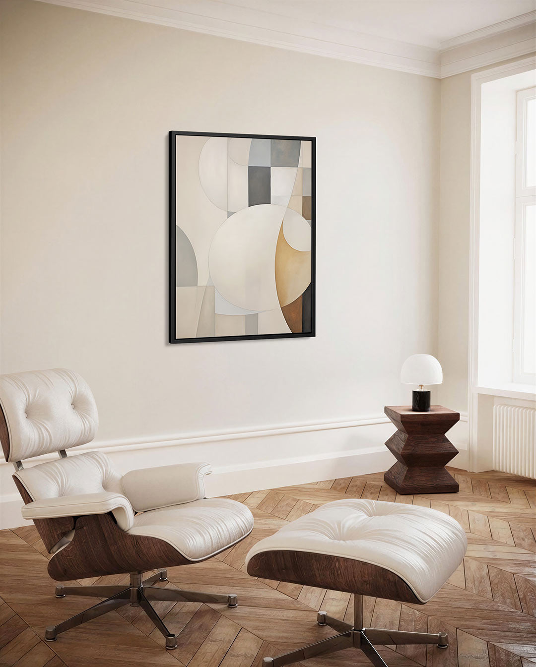 Geometrische vormen compositie – staand wanddecoratie kunstwerk