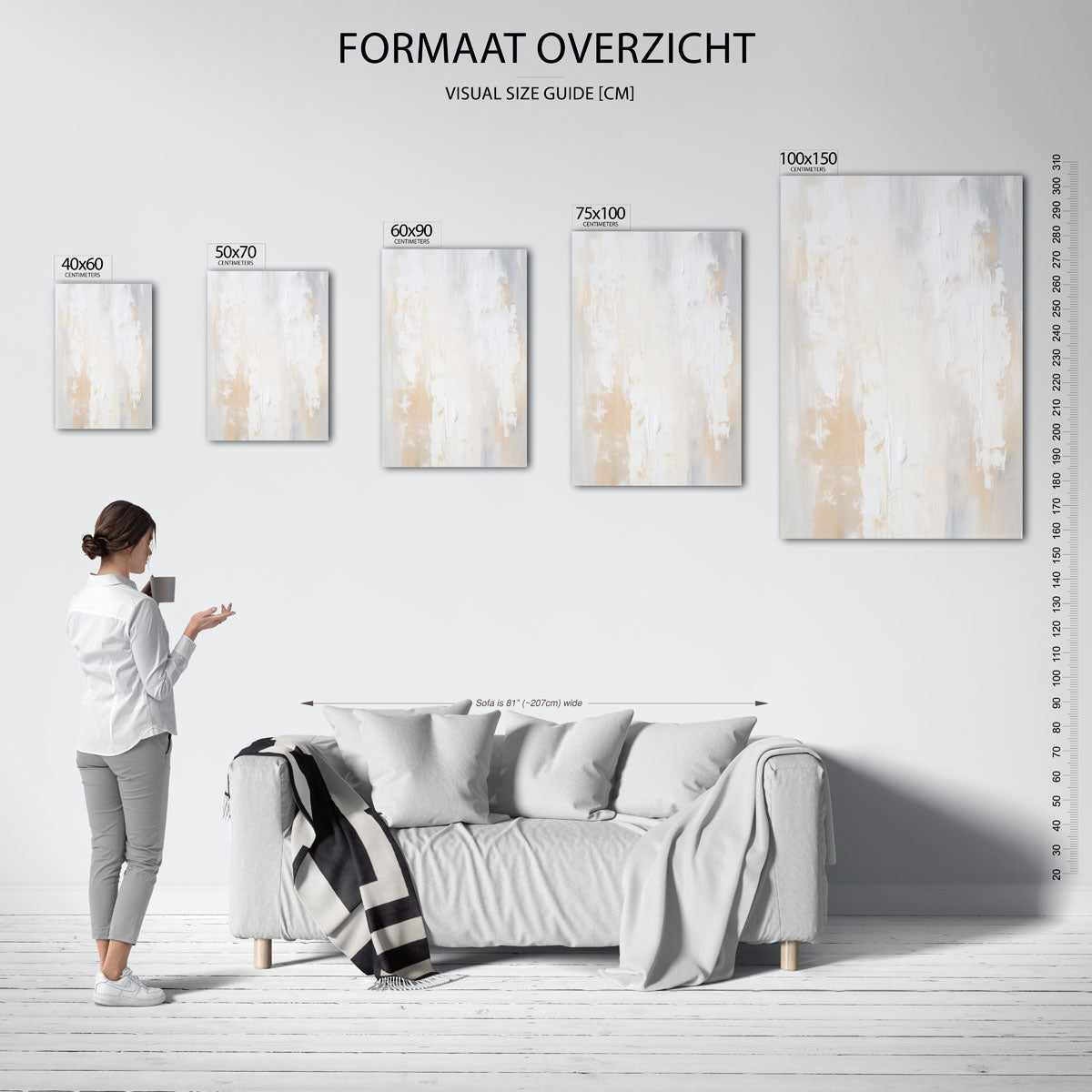 Zachte texturen – staand wanddecoratie kunstwerk