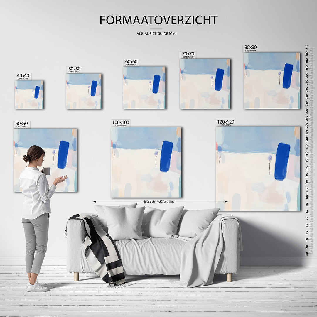 Kleurrijke vormen kunstwerk – materiaalweergave – dit kunstwerk toont een compositie van zachte kleuren en vloeiende vormen.