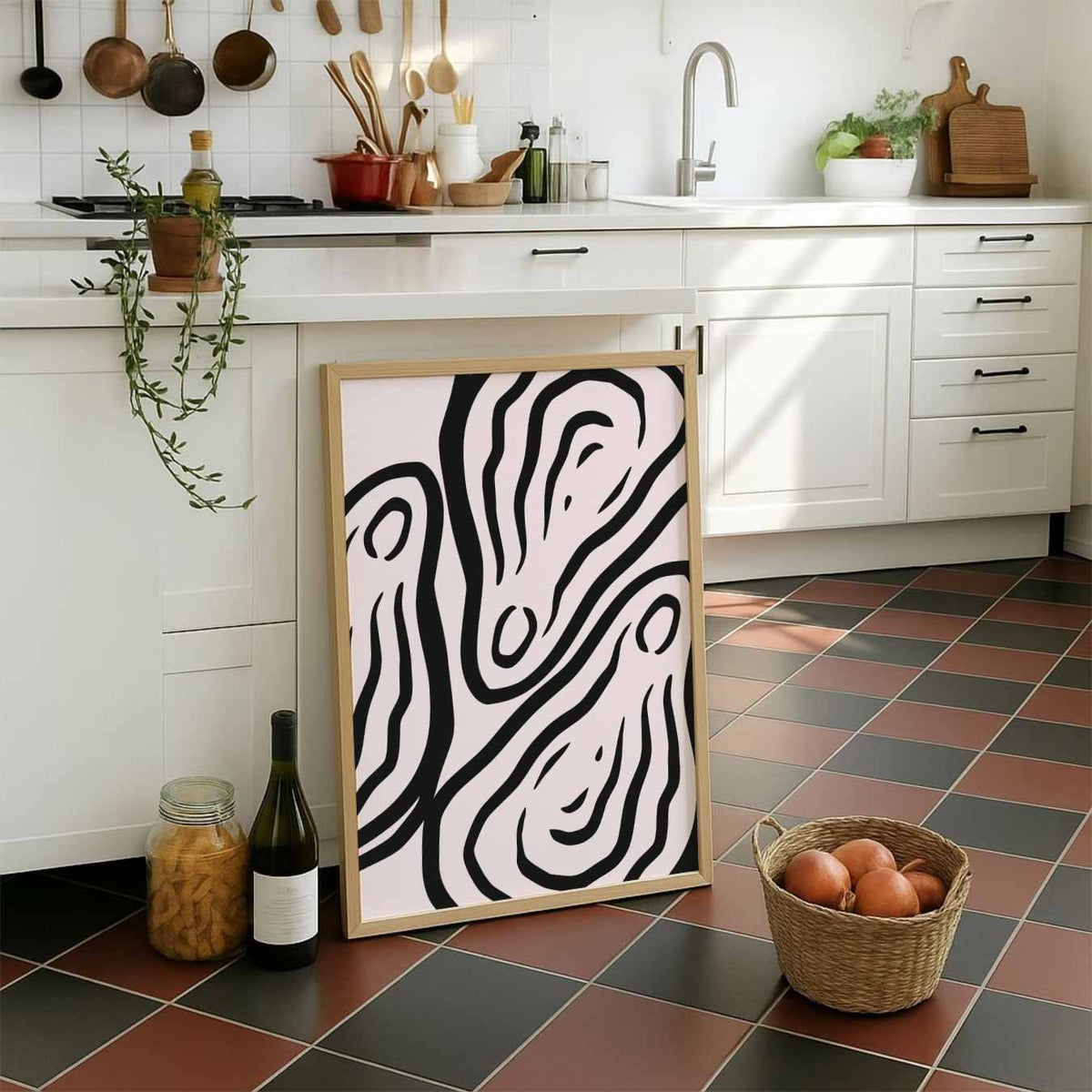 Stijlvolle Abstracte Kunstposter – staande muurposter voor keuken of eethoek