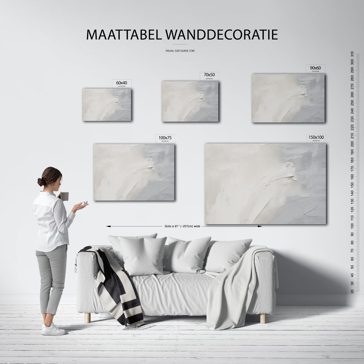 Zachte kleurenmix – moderne liggende wanddecoratie