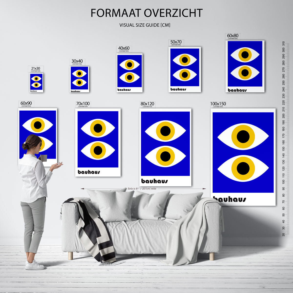 Oogvormen en kleur – geometrische poster in Bauhaus-stijl van WallArtistic