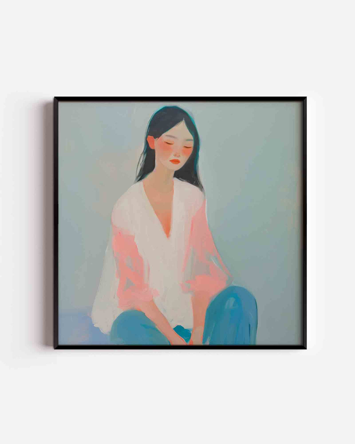 Vrouw in pasteltinten – design vierkante poster als wanddecoratie