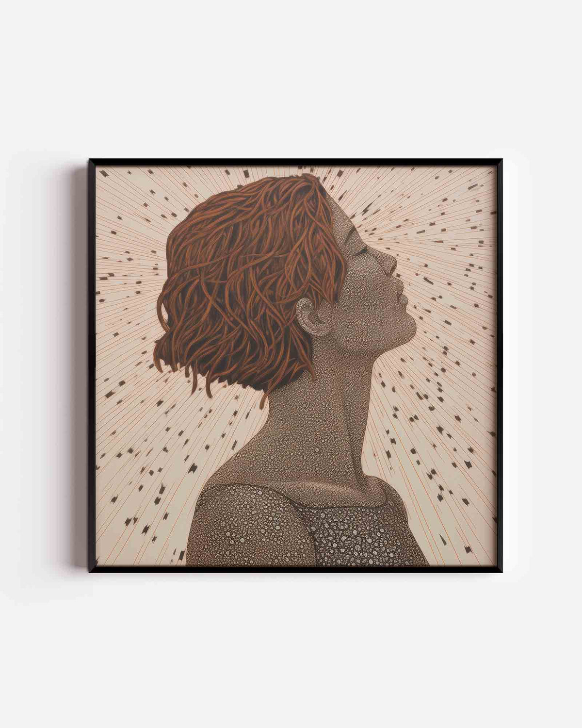 Profiel van vrouw met kort haar – kleurrijke illustratie poster als wanddecoratie