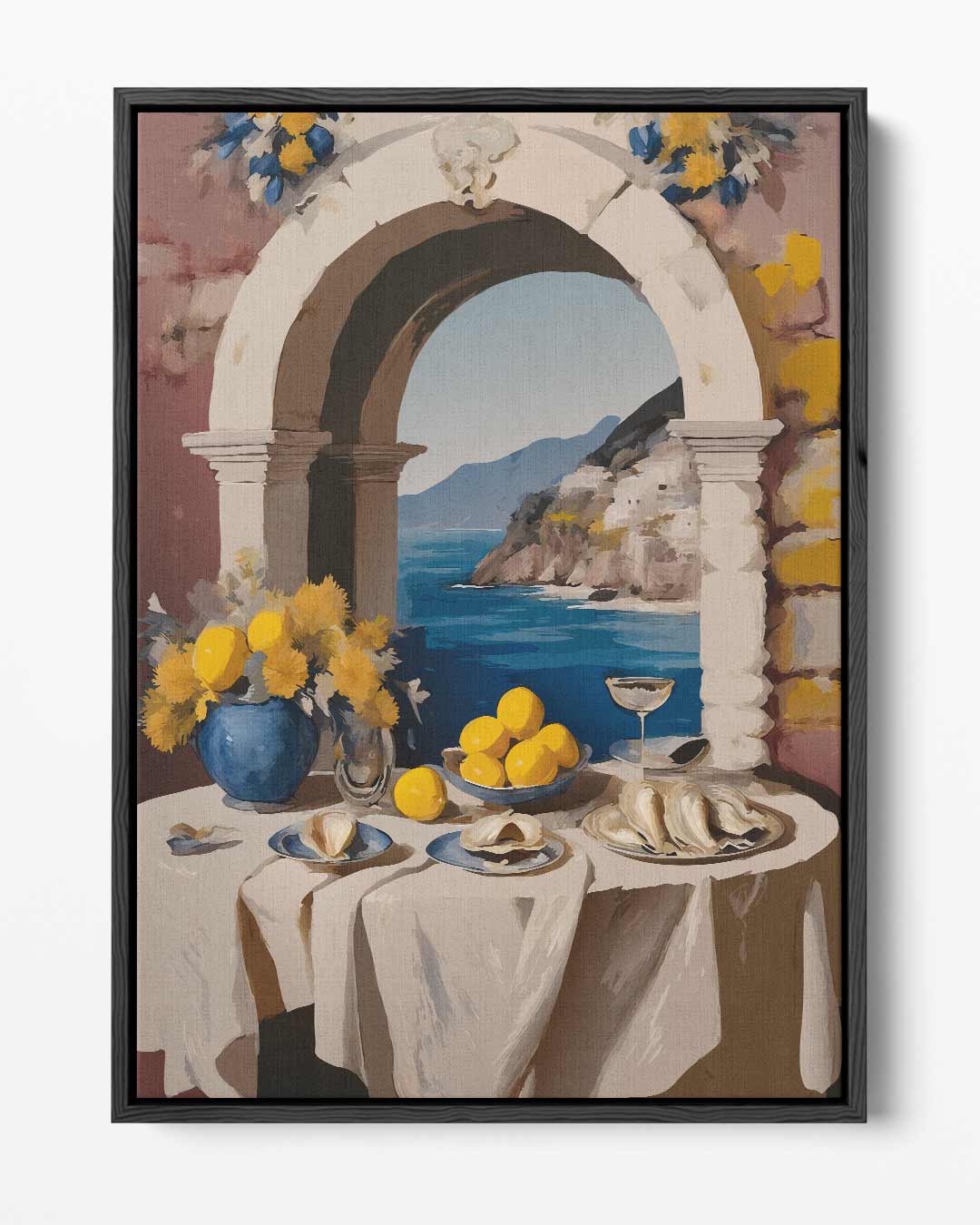 Mediterrane Eettafelsfeer – portret kunstwerk als wanddecoratie