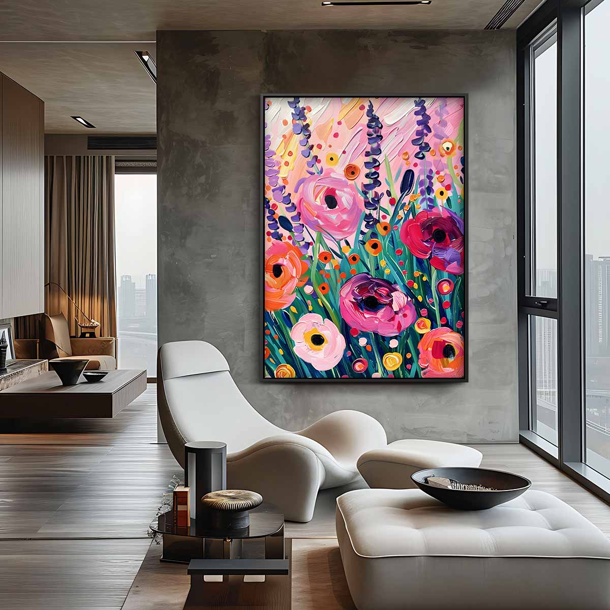 Bloemenweelde op Doek – staande wandkunst voor woonkamer of interieur