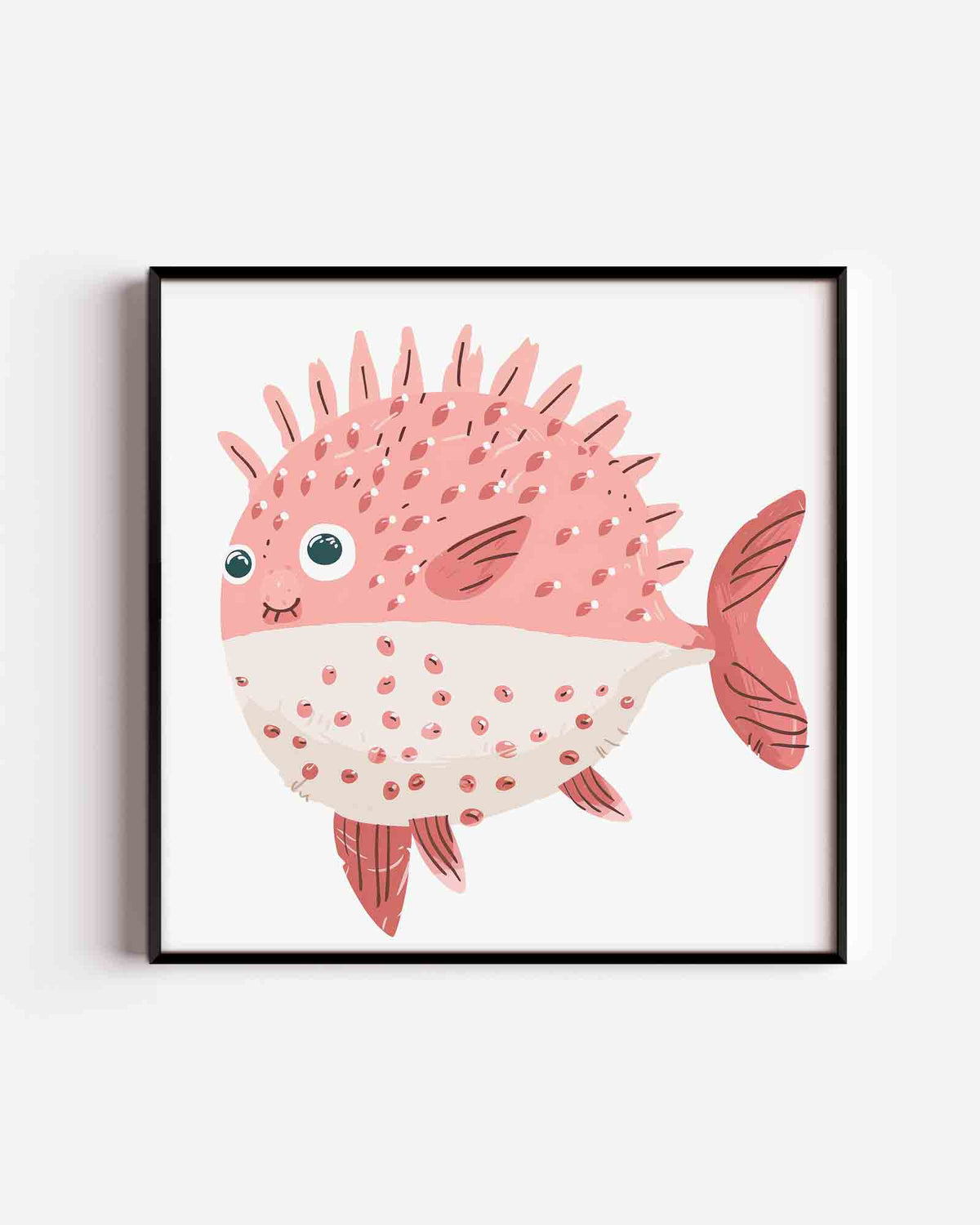 Opgeblazen vis – vierkante kinderposter als wanddecoratie