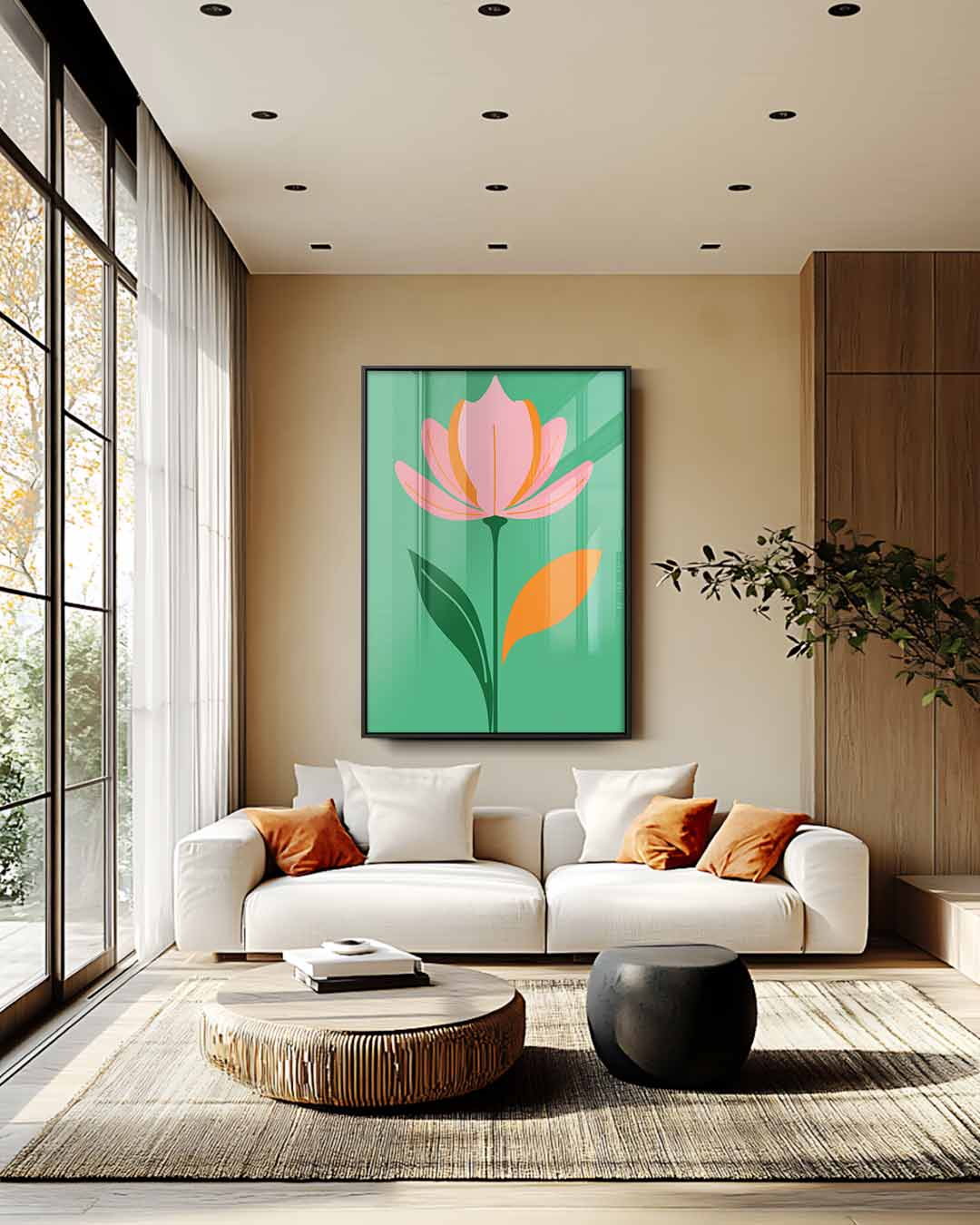 Bloeiende Tulpenpracht – kunstwerk met zwarte baklijst