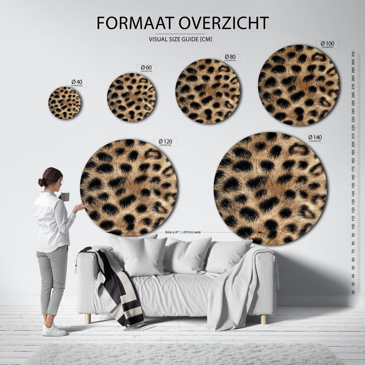 Luipaardprint – safari wandkunst als moderne muurcirkel