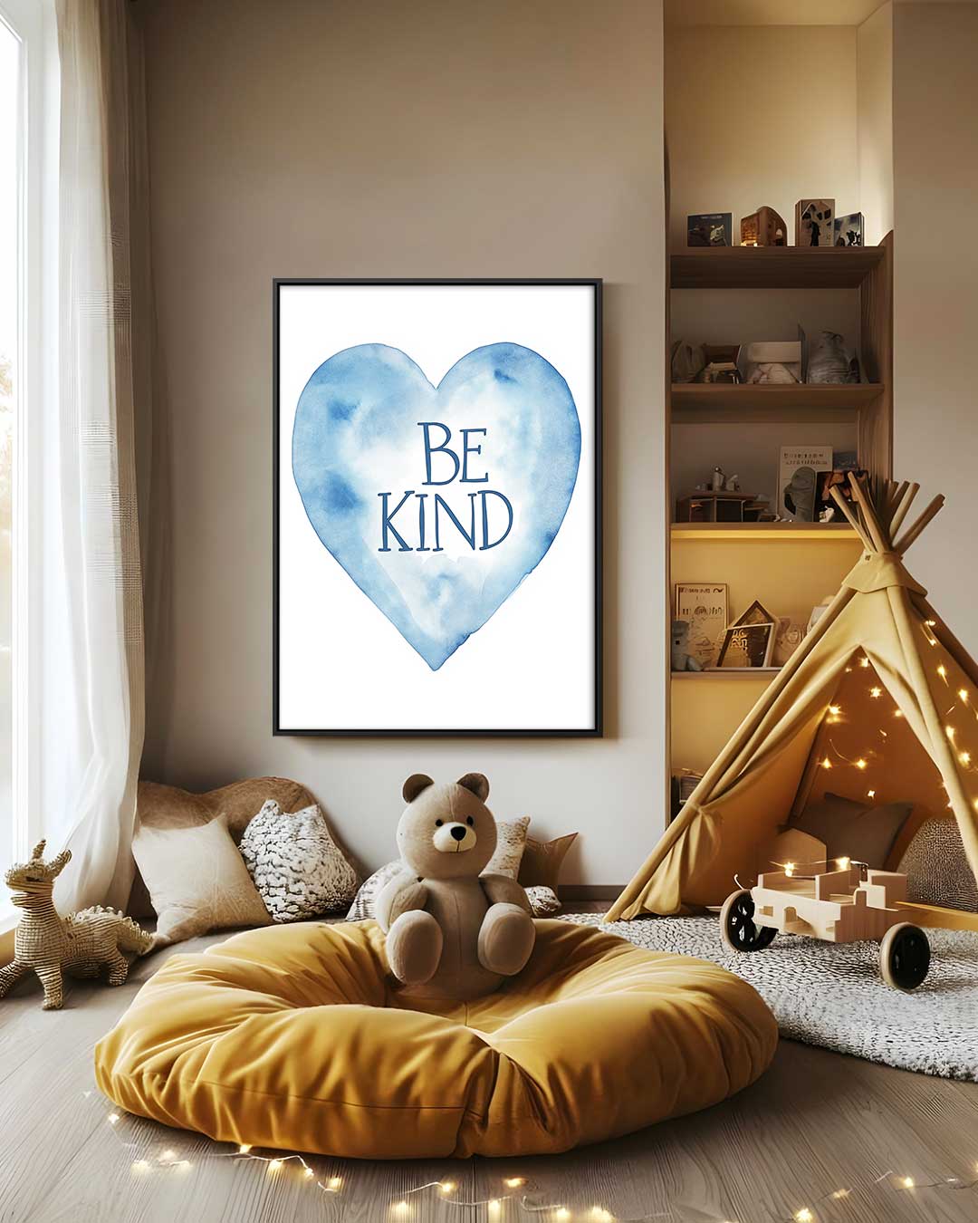 Waterverf Hart met Motivatie – staand kunstwerk voor modern interieur