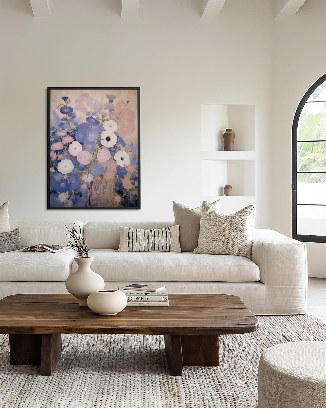Bloemrijke compositie – moderne staande wandkunst