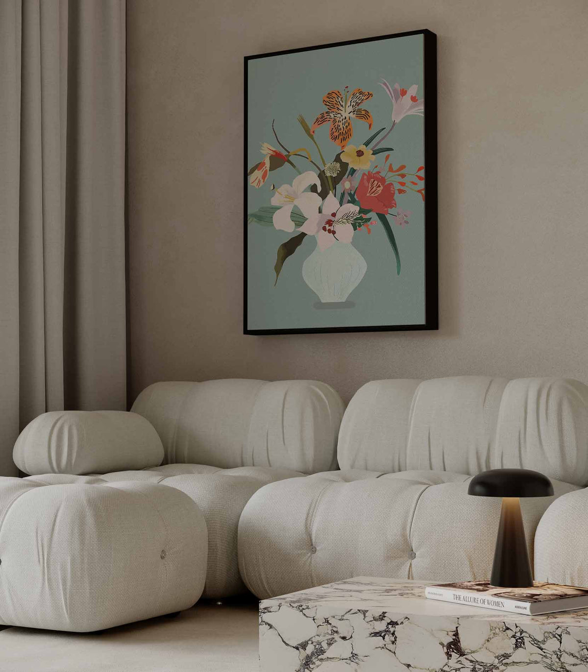 Bloemenpracht in Vaas – staande wandkunst voor woonkamer of interieur