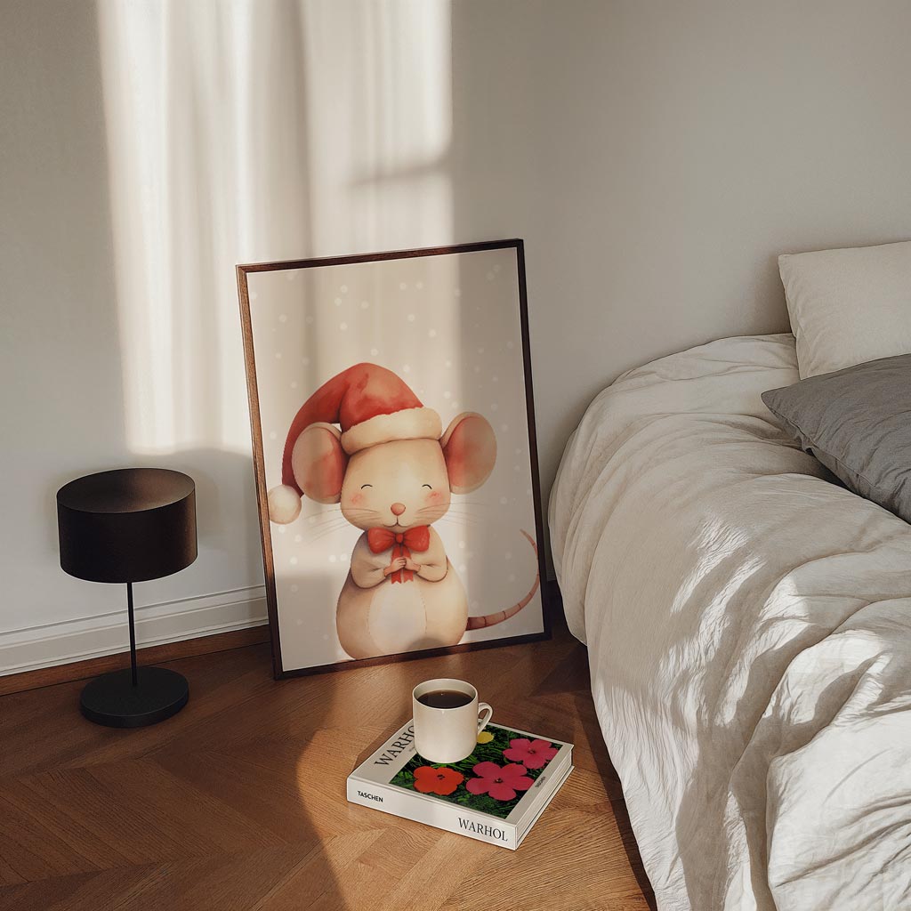 Schattige Kerstmuizenposter – kinderposter in staand formaat