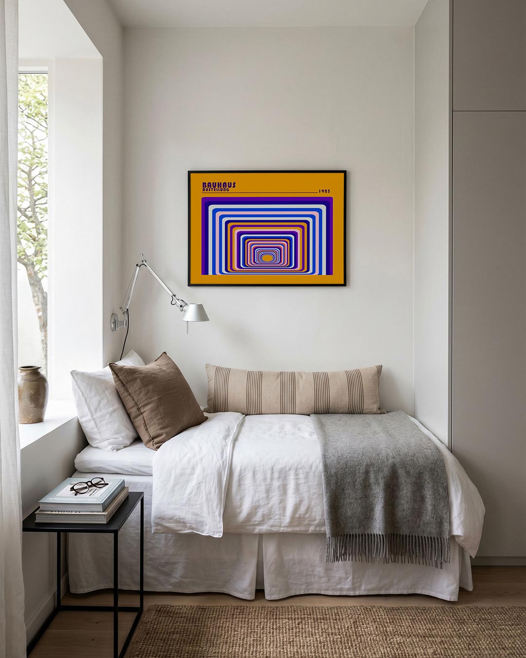 Kleurrijke lijnenspiralen – moderne Bauhaus wandkunst als poster