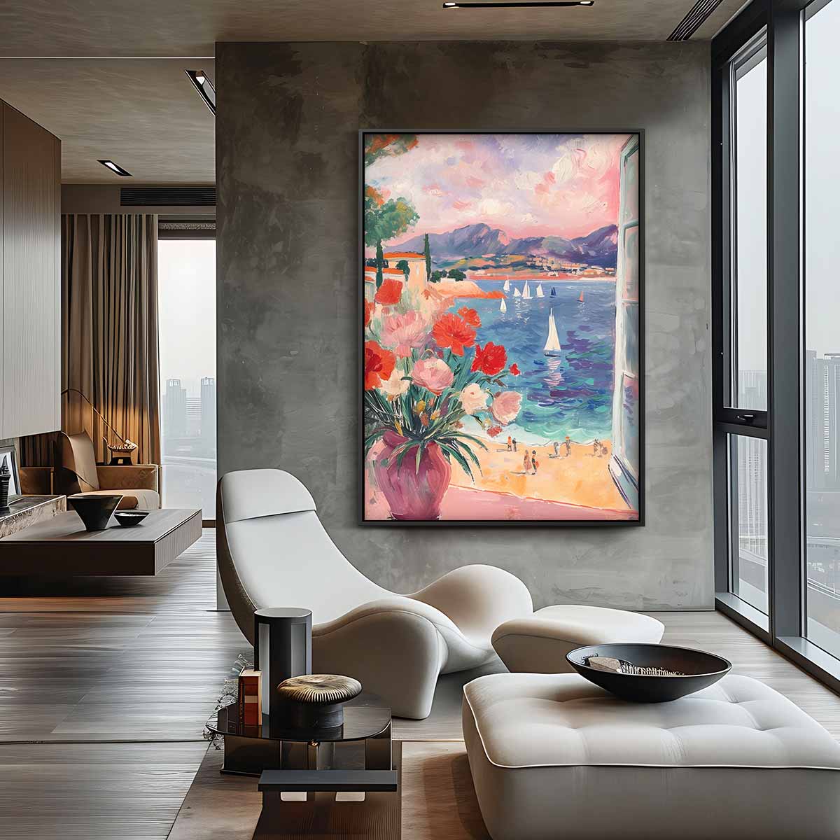 Uitzicht op een Mediterraan Paradijs – staande wandkunst voor woonkamer of interieur