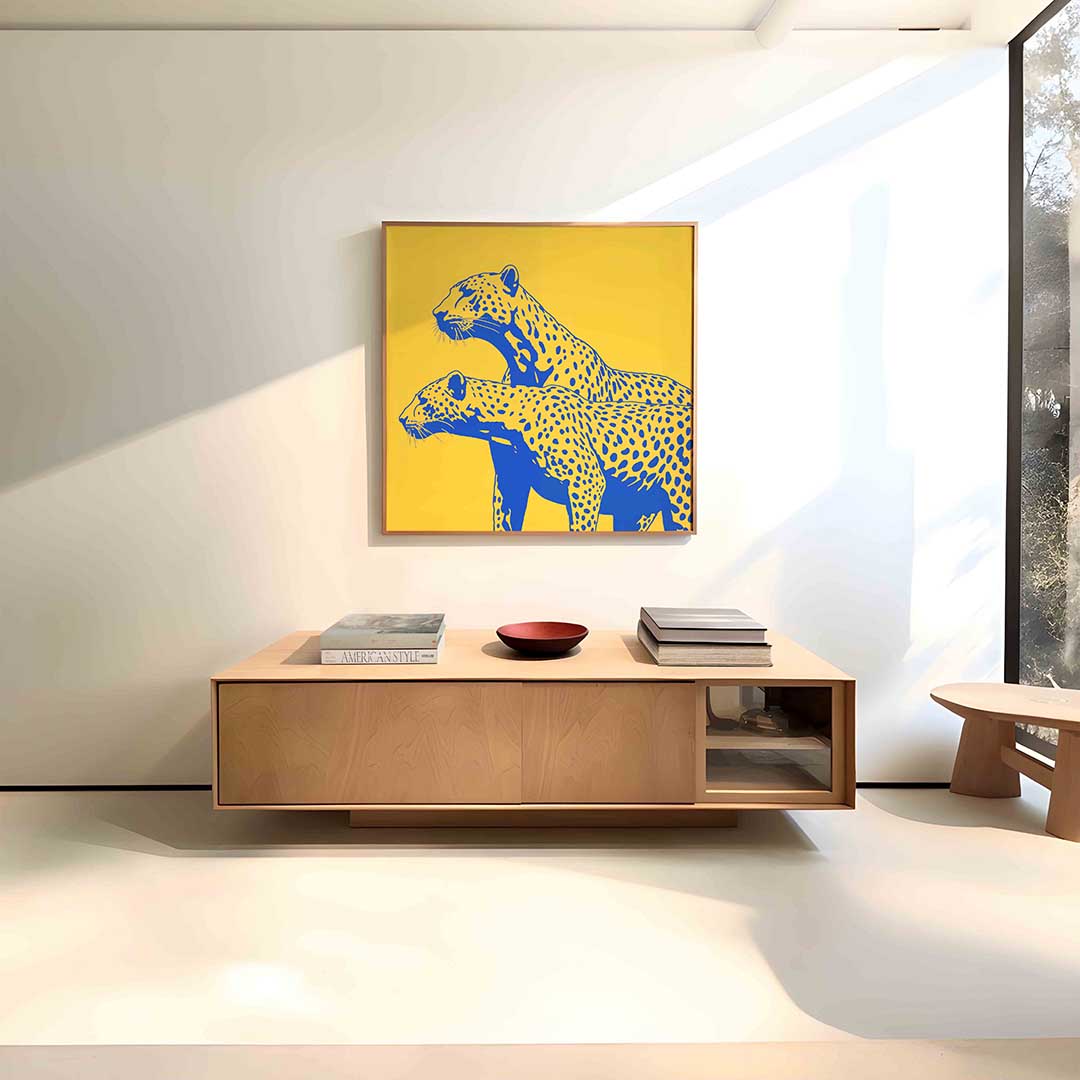 Twee luipaarden – vierkante dieren wanddecoratie van WallArtistic
