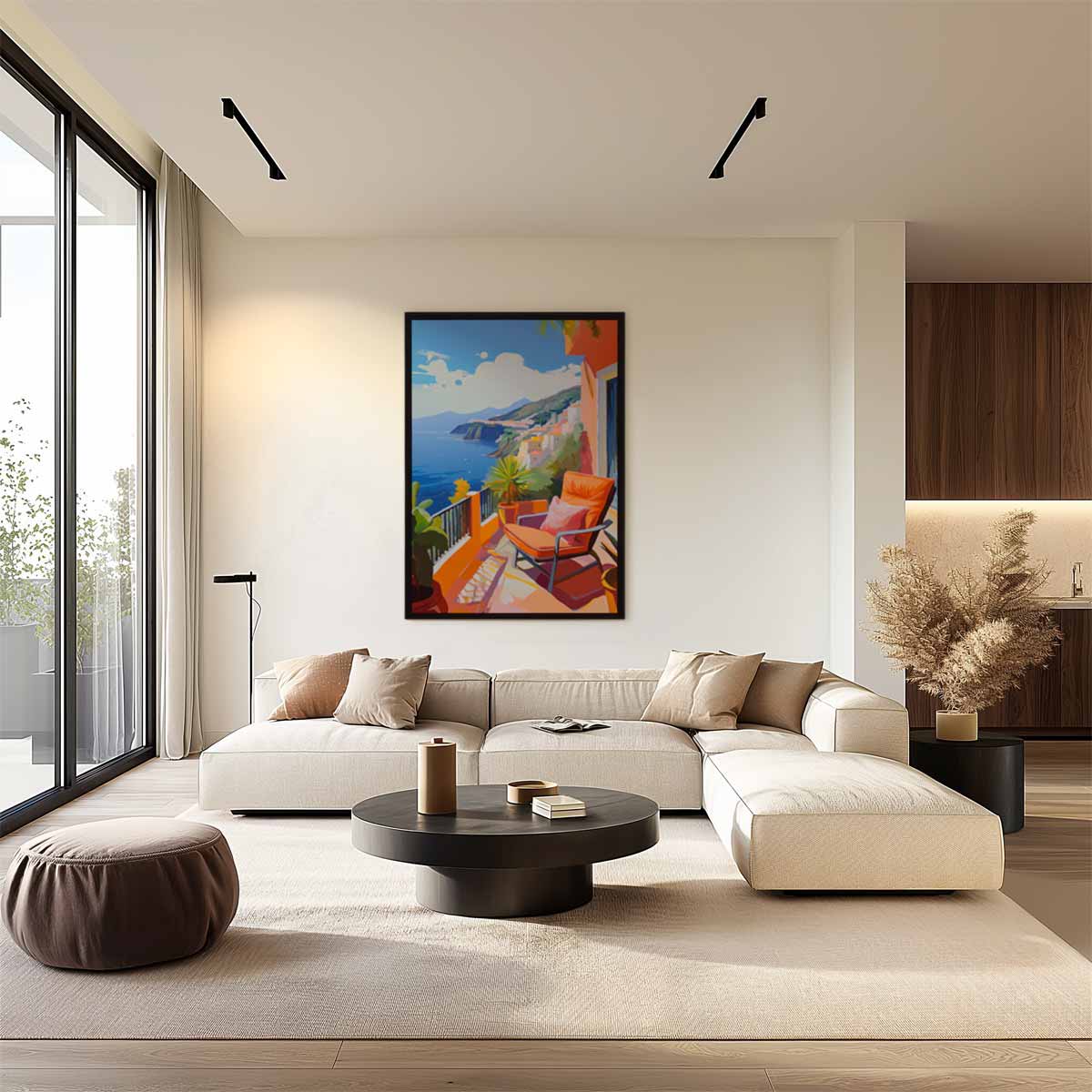 Zonnige Mediterrane Balkon – staand kunstwerk voor modern interieur