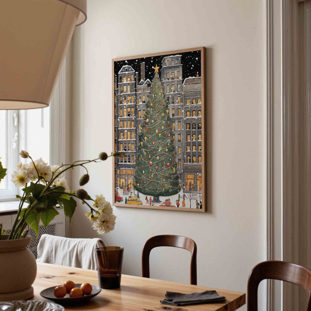Kerstboom in de stad – kerstposter in staand formaat