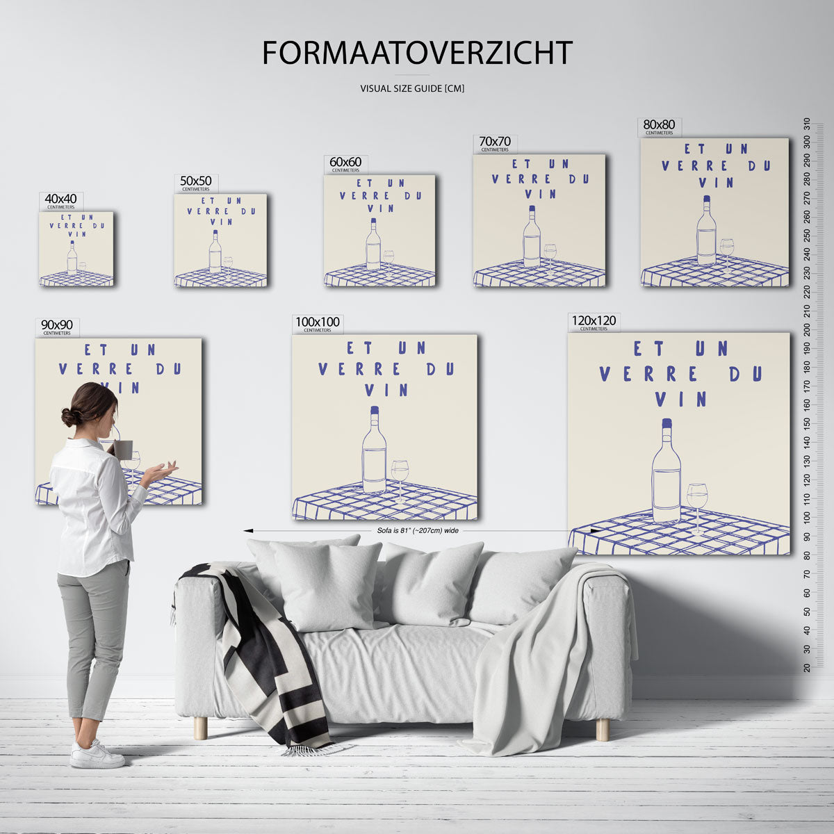 Wijnfles en glas – vierkante muurposter voor keuken of eethoek
