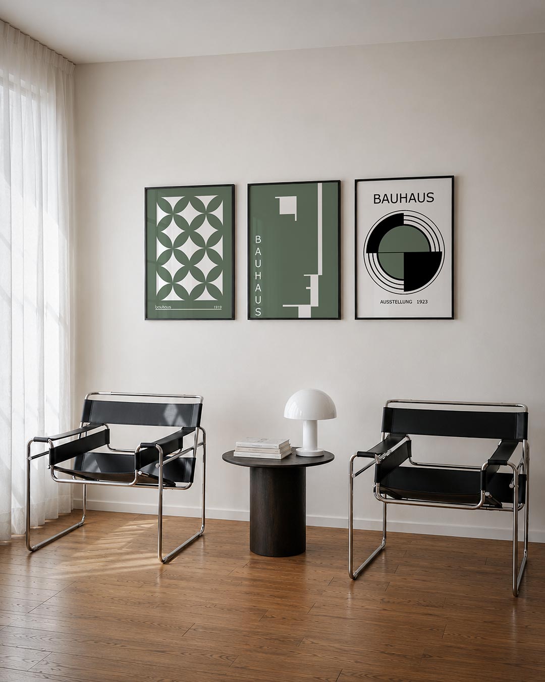 Cirkelpatroon harmonie posterset – tweede productweergave – deze posterset in drie delen toont een ritmisch spel van