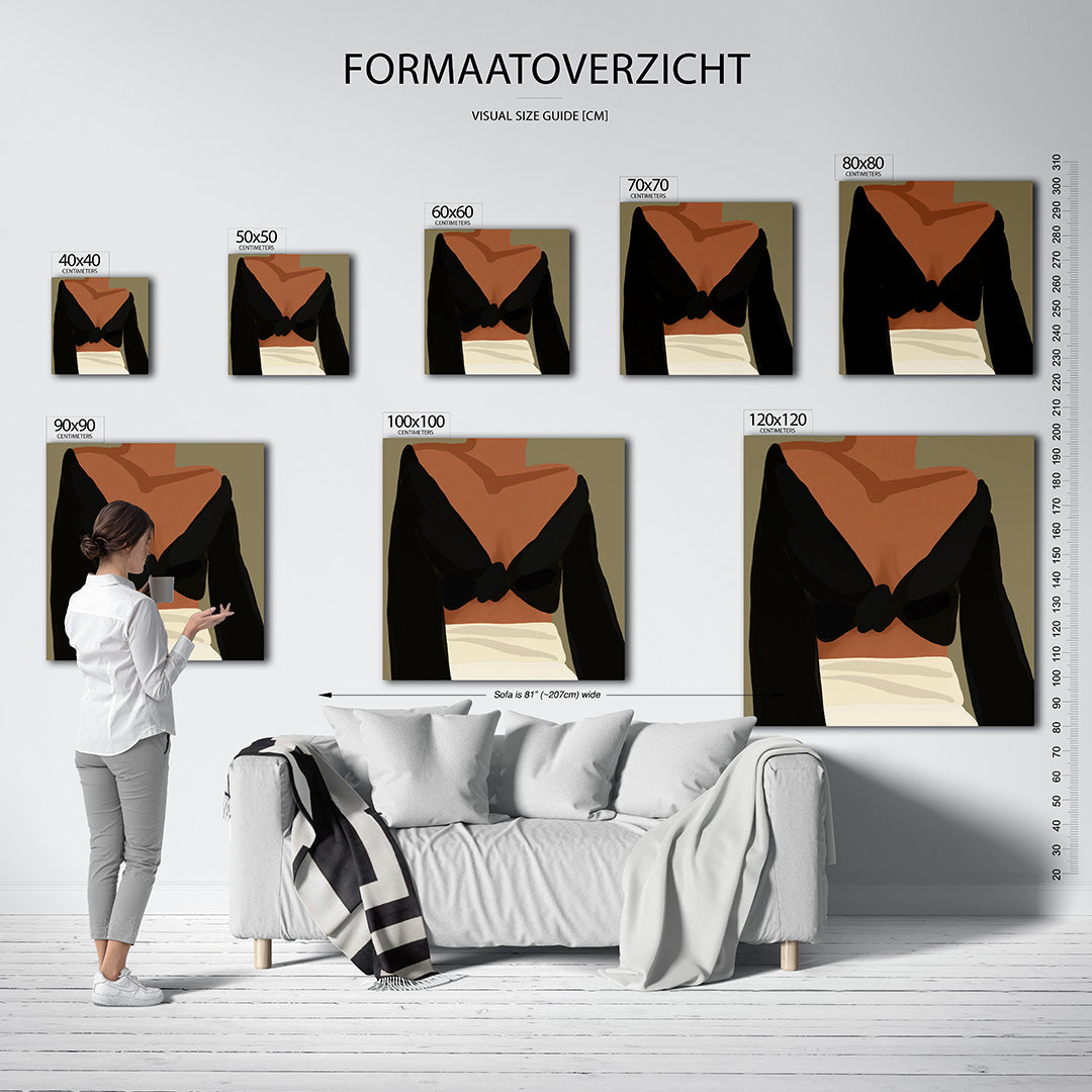 Stijlvolle vormen kunstwerk – sfeerbeeld – dit kunstwerk toont een compositie van vloeiende lijnen en contrasterende kleuren