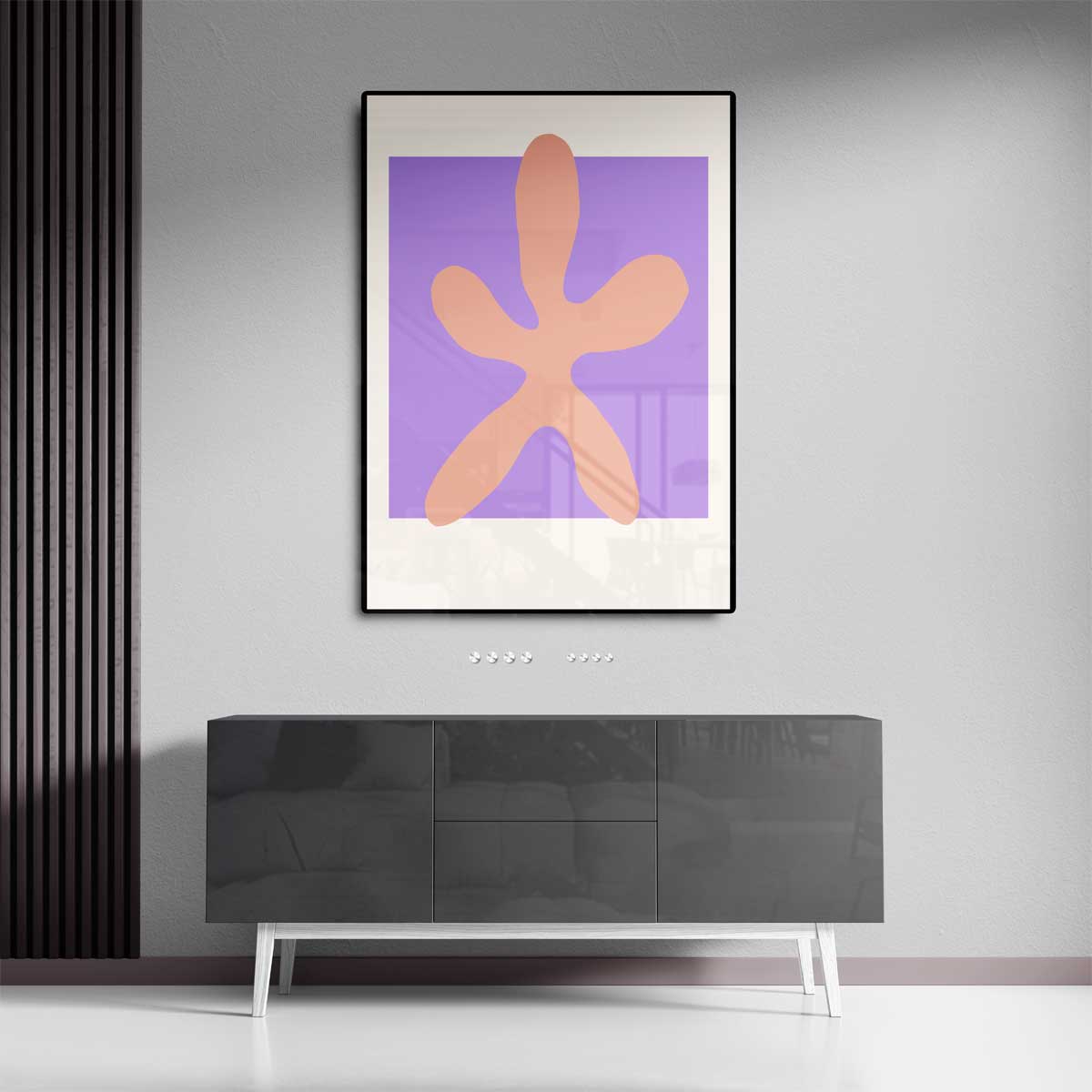 Zachte Vorm op Paarse Achtergrond – canvas wanddecoratie in portret formaat