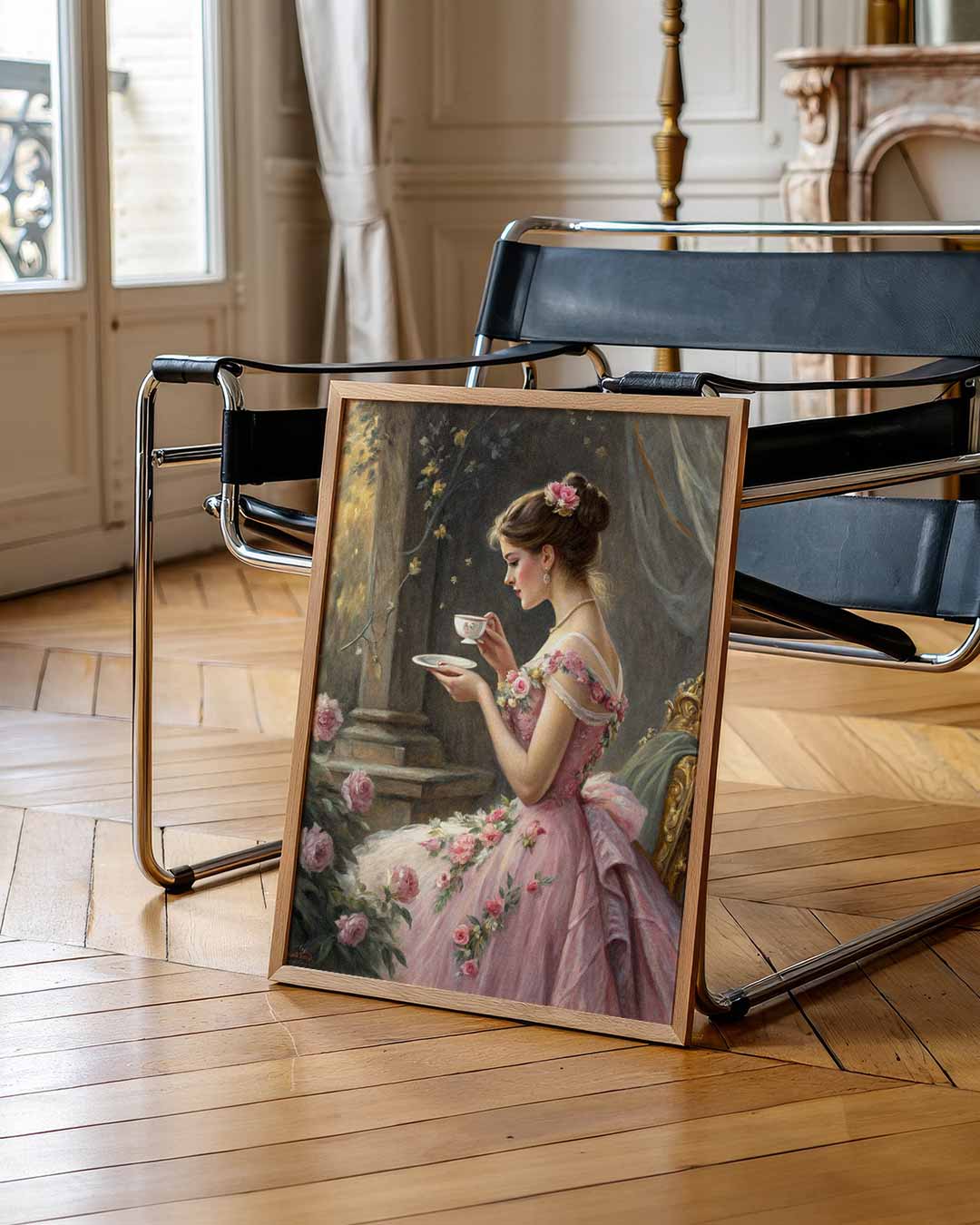 Romantische Theemoment – staande muurposter voor Pasen