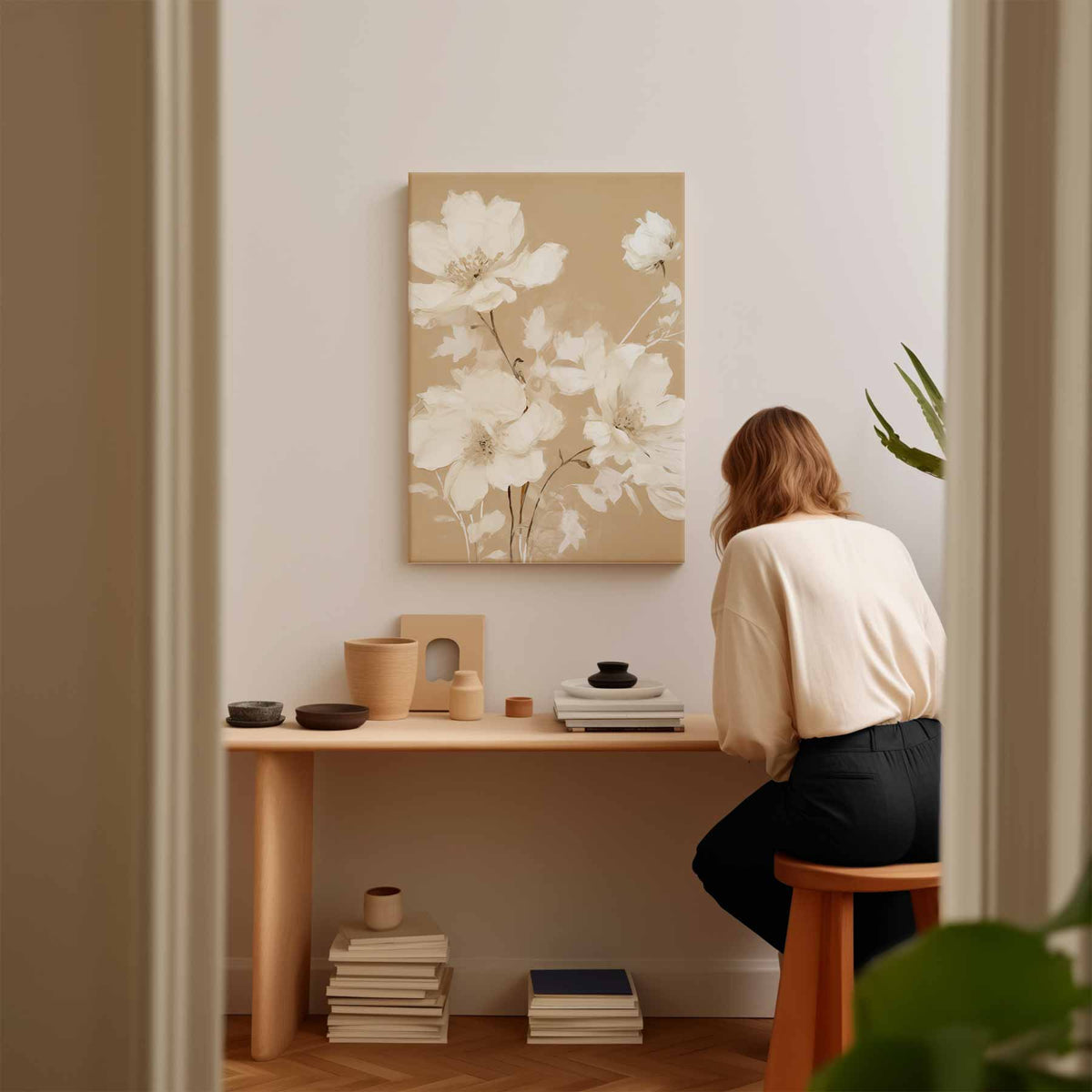 Elegante Bloemenpracht – canvas kunstwerk als wanddecoratie