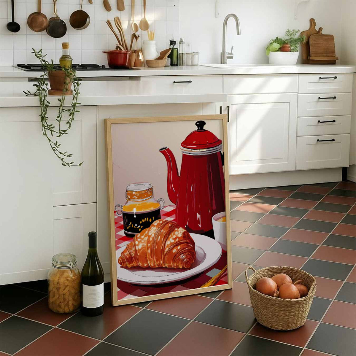 Gezellige Franse Ontbijt – staande muurposter voor keuken of eethoek